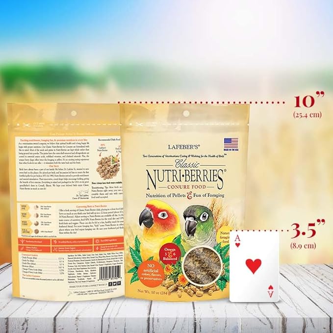 LAFEBER'S Classic Nutri-Berries Conure Food, Made with Non-GMO and Human-Grade Ingredients, for Conures (Classic 10 oz Pack of 2)