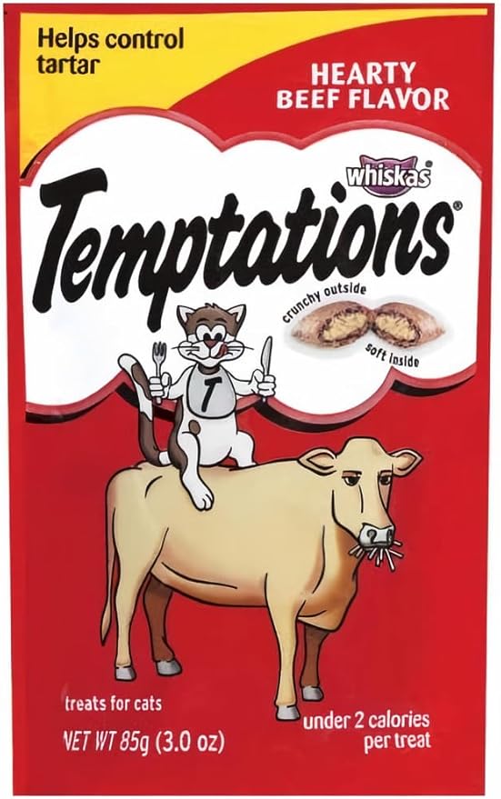 Whiskas Temptations Classic Treats for Cats Hearty Beef Flavor (Pack of 4)