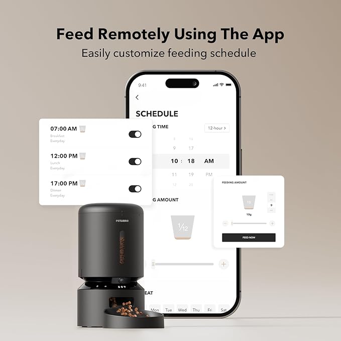 PETLIBRO Automatic Cat Feeder with Camera, 1080P HD Video with Night Vision, 5G WiFi Pet Feeder - 2-Way Audio, Low Food & Blockage Sensor, Motion & Sound Alerts (Pack of 4)