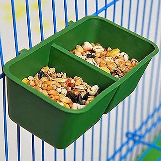 Litewoo Bird Seed Food Feeder Dish Water Feeder Bowl for Parrot Macaw African Greys Budgies Parakeet Cockatiel Conure Canary Finch Cage (3.9inch 2 in 1)