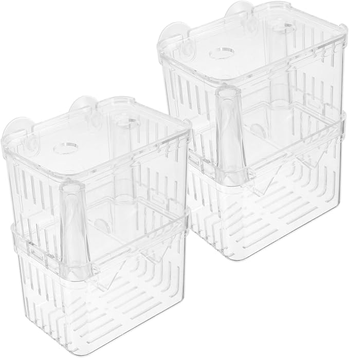 2Pcs Fish Breeding Box Aquarium Incubator with Suction Cups for Fry Isolation and Protection Enhances Survival Rate of Young Fish Tanks Color