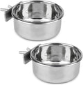 Hypeety Stainless Steel Food Water Bowl for Pet Bird Crates Cages Coop Dog Cat Parrot Bird Rabbit Pet 2PCS (Medium,4.7 * 2.1in)