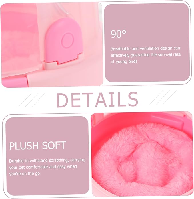 Mikikit Pink Bird Carrier Cage Nest Warmer for Birds Travel-Friendly Portable Cage