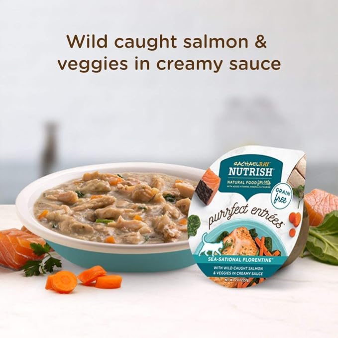 Rachael Ray Nutrish Purrfect Entrees Natural Wet Cat Food, Wild Caught Salmon, 2 Ounce Cup (Pack of 12), Grain Free