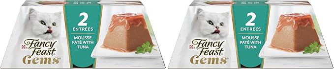 Fancy Feast Gems Pate Cat Food Mousse with Tuna and a Halo of Savory Gravy Cat Food - 4 oz. Boxes,(Pack of 16)