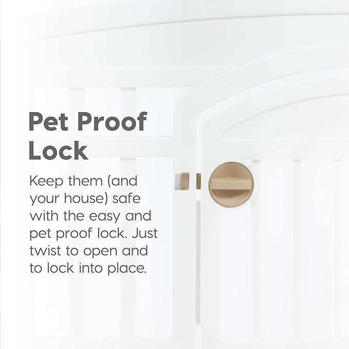 IRIS USA Dog Playpen Puppy Playpen Indoor – 24" 6-Panel Dog Playpen with Door, 61 x 61 x 24, Dog Play Pen Indoors for Puppies & Small Dogs, Plastic Pet Playpen, Indoor Dog Pen, White