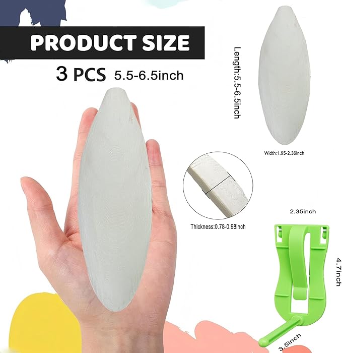 5.5"-7.1" Large Bird Cuttlebone for Parakeets, Cuddle Bone with Plastic Holder, Cuttlefish Bone for Sharp Beaks, Natural Birds Calcium Suitable for Parrots Cockatiels Budgie, 3pcs