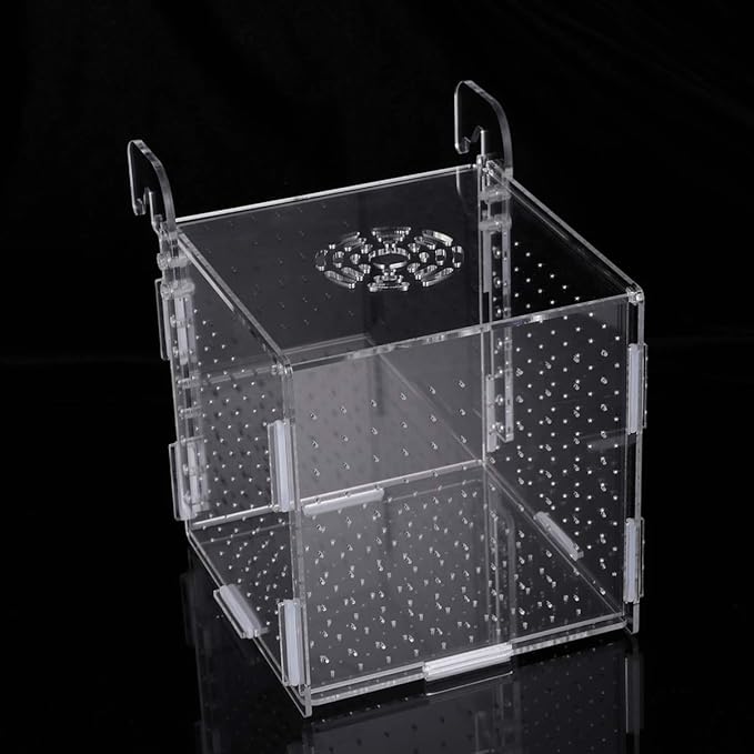 Aquarium Fish Breeding Box - Transparent Acrylic Fish Tank Hatchery Hanging Incubator for Shrimp Clownfish (Hook 151516cm)