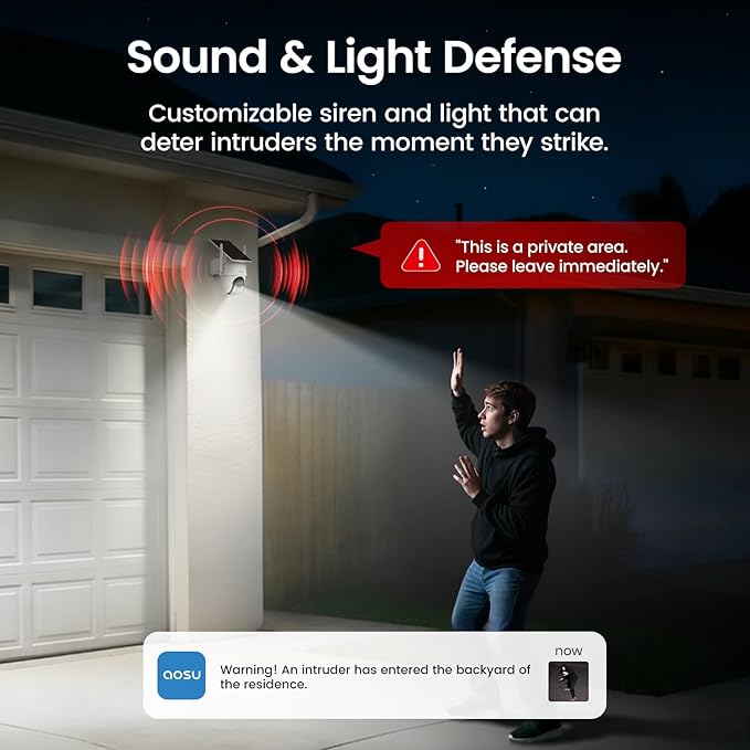 aosu Security Cameras Outdoor Wireless, 2 Cam-Kit, No Subscription, Solar-Powered, Home Security Cameras System with 360° Pan & Tilt, Auto Tracking, 2K Color Night Vision, Easy Setup, 2.4 & 5GHz WiFi