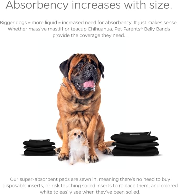 Pet Parents® Washable Belly Bands for Dogs (3pack) + Extendrs® Durable Dog Diapers - Premium Male Dog Diapers & Wraps (X-Small, Black)