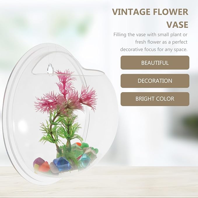 Transparent Wall-Mounted Goldfish Tank and Hydroponic Vase Combo for Home D Cor Acrylic Fish Bowl Planter for Living Room Wedding Party Decoration
