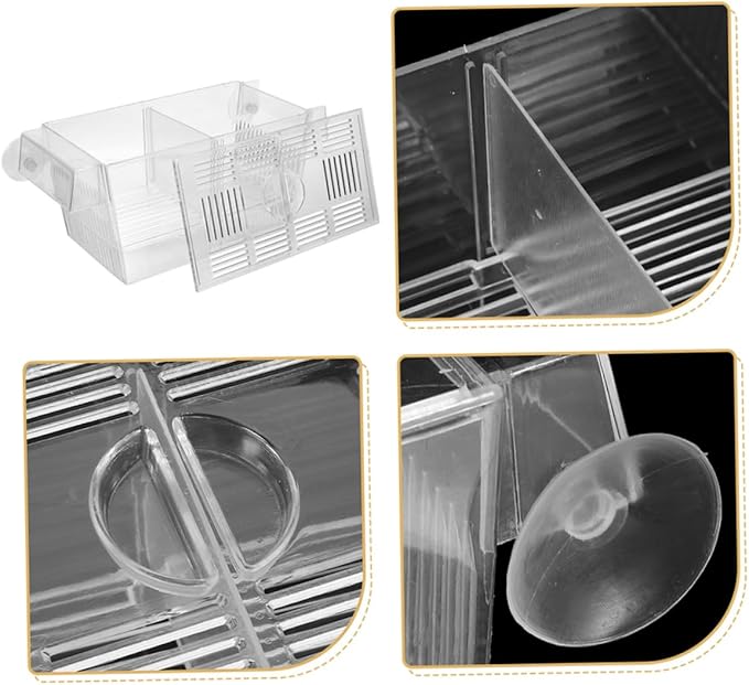 Happyyami 2pcs Fish Tank Breeding Box Aquarium Incubator for Juvenile Fish Viewing Cup Attached Isolation for Pregnant