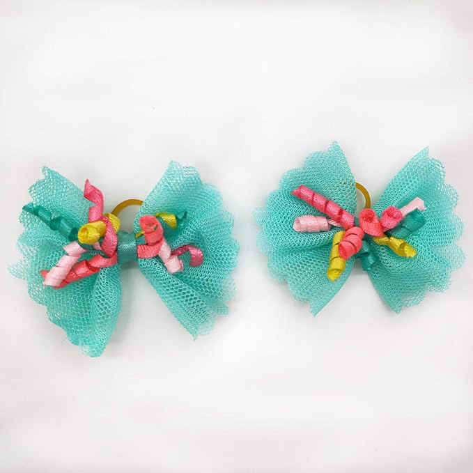 Sufermoe 32 Pcs Multicolored Dog Hair Bows with Rubber Bands, Hair Grooming Top Knots Pet Hair Accessories for Pet Cat Dog