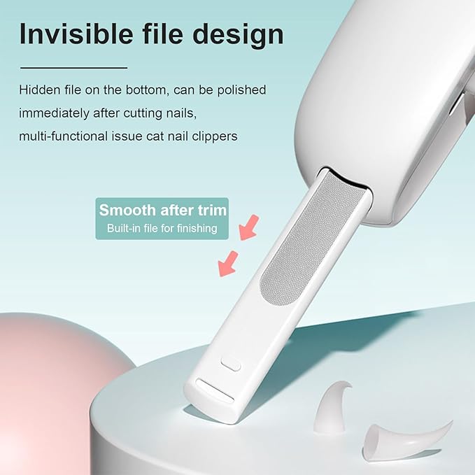 Professional Cat Nail Clipper and Trimmer with 3 Adjustable Safety Levels (1-3.5mm), Kitten Supplies, Puppy Grooming Tools, with Debris Catcher & Hidden Nail File