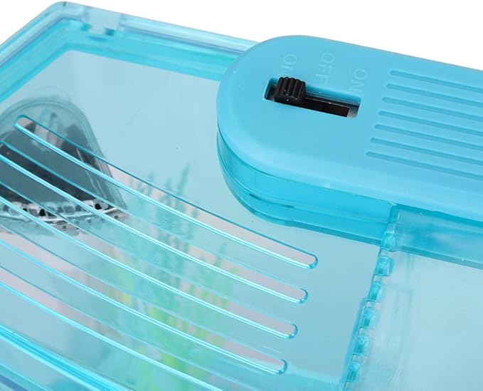 AYNEFY Mini Fish Breeding Box,Aquarium Fish LED Acrylic Three Divisions Small Fishes Isolation Incubator Breeding Hatchery for Guppy Shrimp Fishes (Blue)
