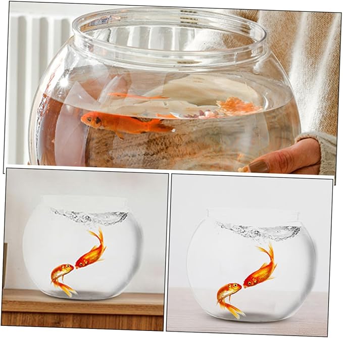 COHEALI 2pcs Large Round Fish Bowls Plastic Small Aquarium Tanks for Desktop Betta Goldfish Micro Landscape Container Office Decoration