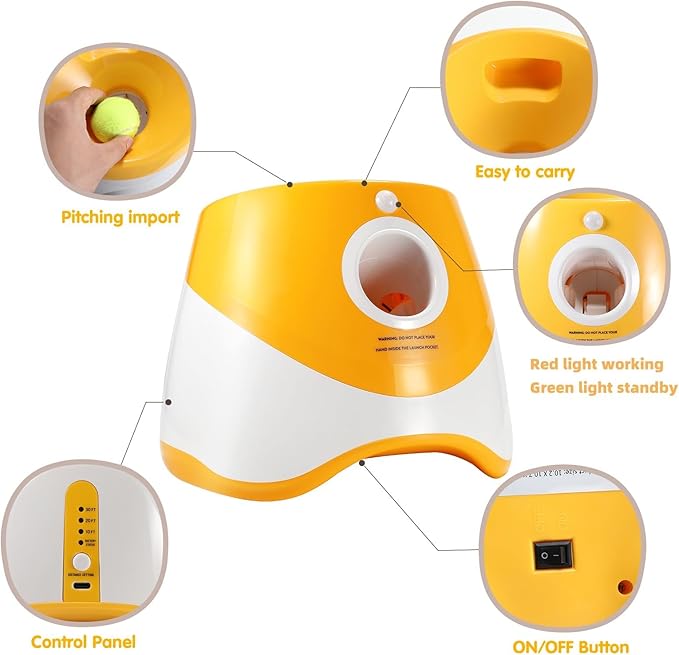 Interactive Dog Toys - Automatic Tennis Ball Launcher for Medium to Large Dogs, Outdoor Exercise & Training, Perfect Home Dog Toy 6 Ball (Fluorescent, Standard)