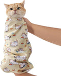 25.6" Cat Grooming Wrap,cat wrap for Cutting Nails,Self-Adhesive cat Swaddle wrap cat Restraint cat wrap Blanket for Medicine, Nail Clipping, Teeth Brushing,Yellow Kitten(Within 10lbs)