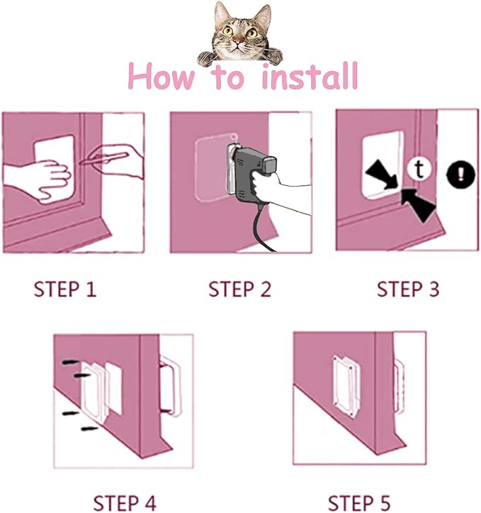 goTeamghjkl Cat Door Flap (Outer Size 7.5" x 7.8"), 4 Way Locking Medium Cat Door for Interior Exterior Doors, Weatherproof Pet Door for Cats Doggie Kitty and Kittens with Circumference < 15.75"