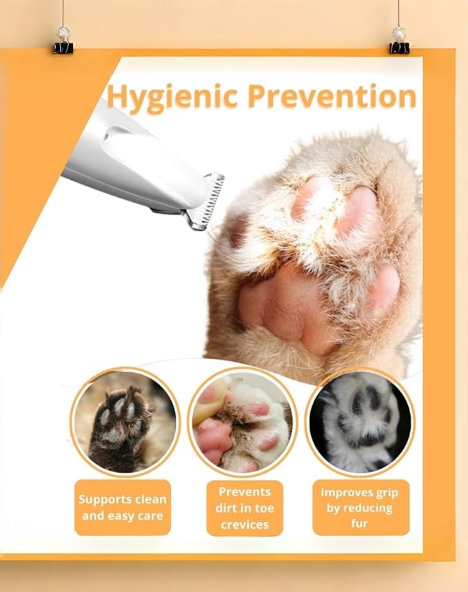 Cat Grooming Trimmer, Multifunctional Pet Hair Trimmer Waterproof Rechargeable Shaver with LED Light for Paws Eyes Ears Face Buttocks for Small Dogs and Cats