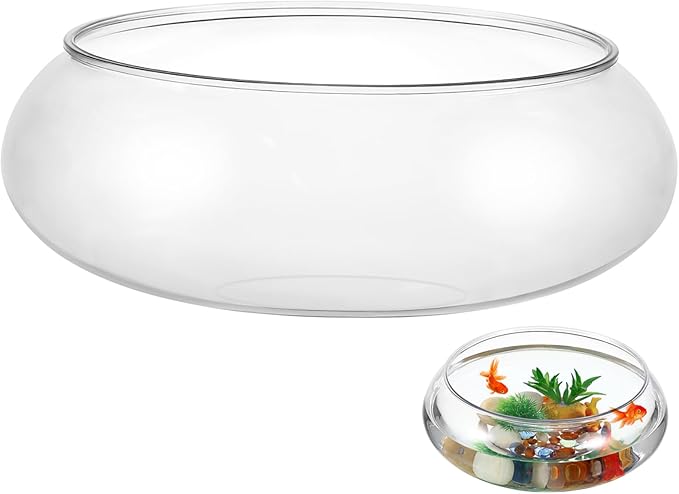 NUOBESTY Glass Fish Bowl Vase, Wide Mouth Vase Round Terrarium Hydroponic Planter Floral Mini Fish Tank Aquarium Candy Dish for Table Centerpiece 2800ml