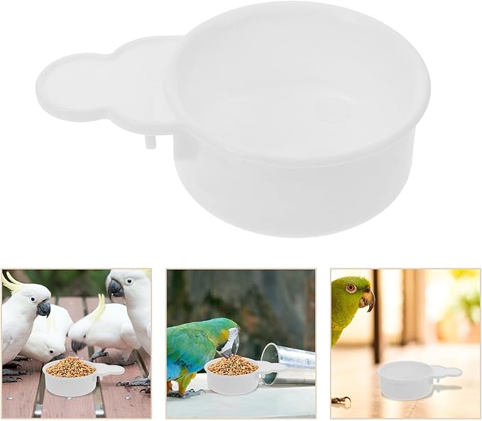 BESTonZON 2pcs Bird Feeder and Water Dispenser Cups for Cage Small Parakeet Food and Water Feeding Bowls Plastic Bird Feeding Watering Supplies for Small