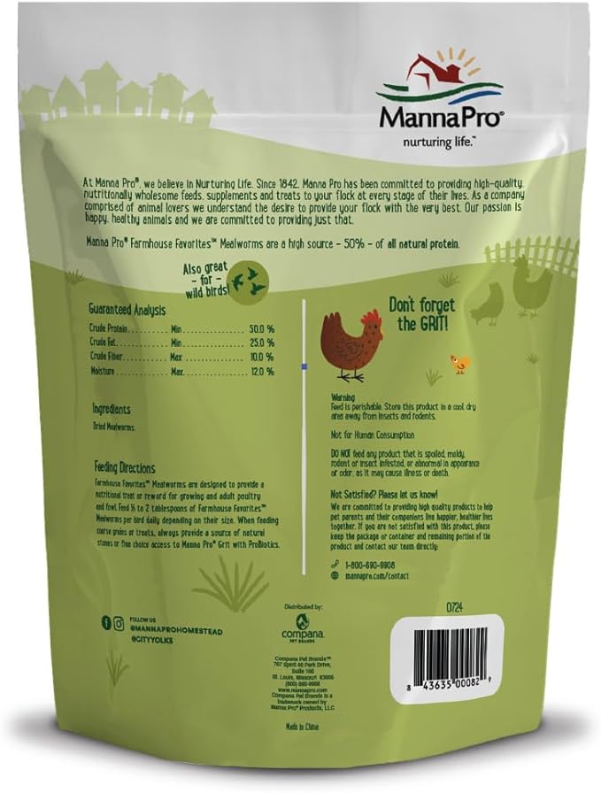 Farmhouse Favorites Dried Mealworms for Chickens, 5 lb, Chicken Treats, Meal Worm, 100% Natural Bird Food for Hens, Turkeys, Geese, Guinea Fowl, Duck Food, Poultry Scratch, Meal Worms for Wild Birds