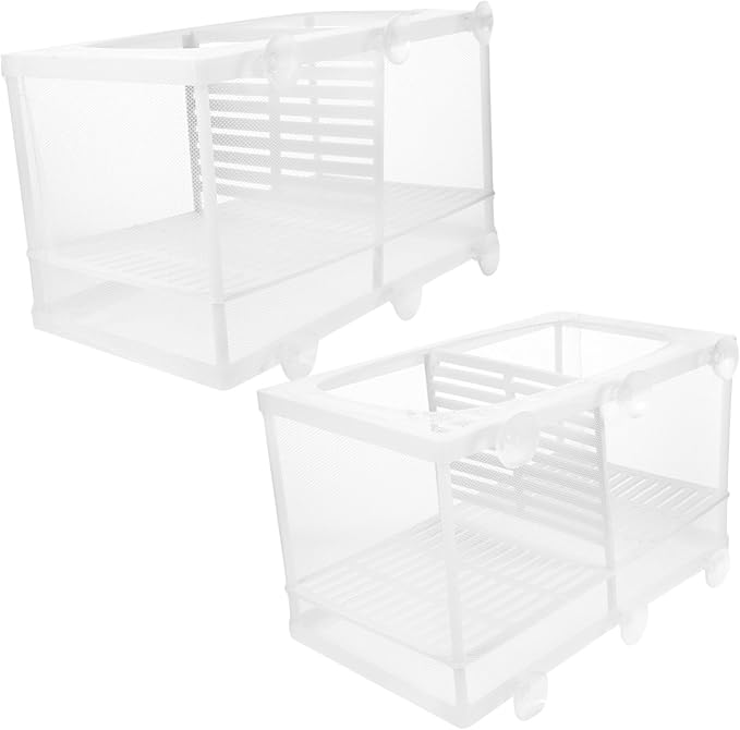 BESPORTBLE 2pcs Aquarium Fish Breeding Box with Isolation Net and Suction Cups Durable Hatchery for Shrimp and Fish Incubator to Protect Fry and Enhance Survival Rate