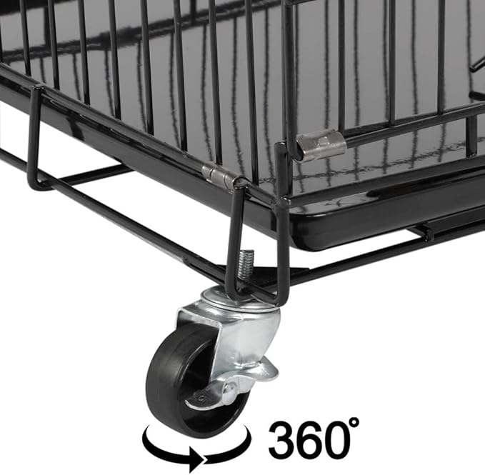 Yaheetech 49'' Collapsible Cat Cage 4-Tier Metal Cat Kennel Ferret Enclosure Chinchilla Cage with Rotating Casters/Ramp/Ladders/Hammock for Indoor Kitten