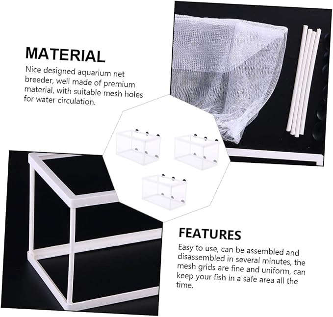 3pcs Fish Breeder Isolation Box for Aquariums Large Capacity Mesh Hatchery Cups Design for Easy Observation Easy to Clean Fish Breeding Tank