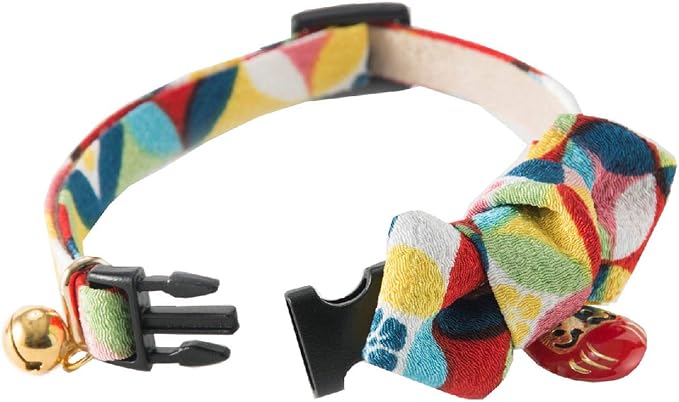 Necoichi Daruma Charm Bow Tie Cat Collar (Red)