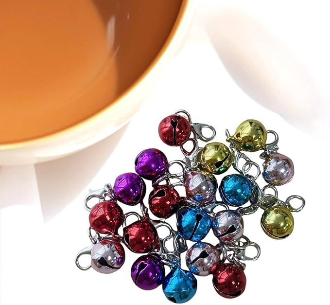 50PCS Pet Collar Bells, Colorful Metal Round Charms with Clasps for Dogs, Cats, Kittens and Small Animals – Loud Crisp Sound Jingle Bells for Christmas Decor and Accessories