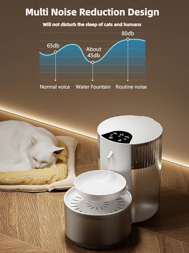 Wireless Cat Water Fountain Cordless No Filters, 3.5L Automatic Wastewater Separation Pet Water Fountains for Cats Indoor, Quiet Cat Dog Water Dispenser Rechargeable Kitty Drinking Fountains for Pets