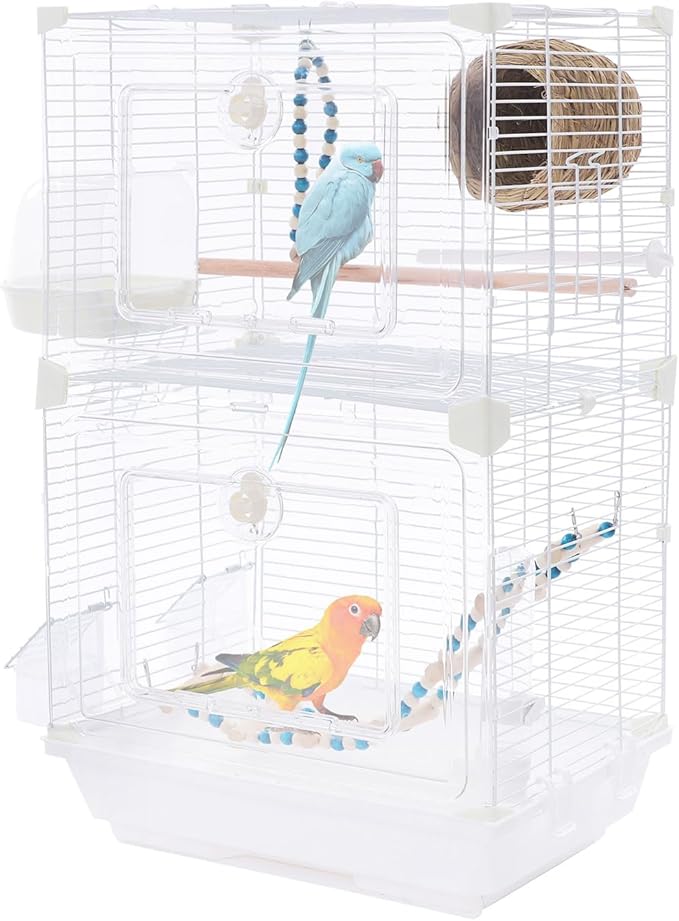 24.8 inch Flight Bird Cage Portable Bird Carrier Travel Bird Cage for Conure Sun Parakeet Green Cheek Conure Lovebird Budgie Finch Canary Travel Birdcage with Handle and Perches