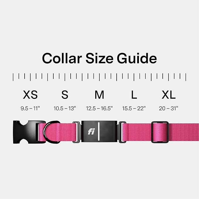 New Fi Series 3+ Smart Dog Tracker Collar [6 Month Membership Included] GPS Tracker for Dogs with Health & Behavior Monitoring, Escape Alerts, Waterproof, LED, Apple Watch Compatible (Pink, Large)