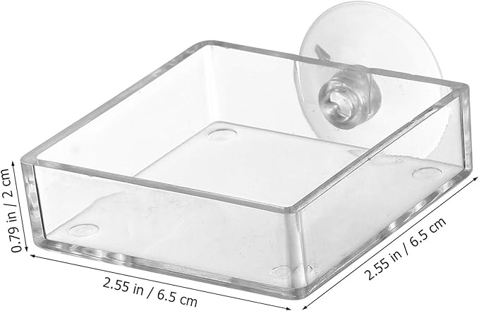 balacoo Aquarium Feeding Plate with Suction Cup Transparent Shrimp Feeder Bowl Adjustable Height Fish Tank Feeder for Freshwater Fish and Shrimp Easy to Clean 2.55 Inch Square