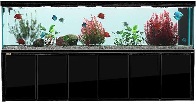 Aqua Dream 500 Gallon Black Aquarium Kit with Stand & Sump Filtration System - Commercial Reef Fish Tank with Ultra-Clear Tempered Glass