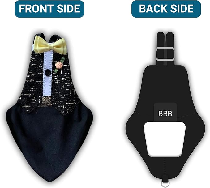 Bev's Bird Boutique Regular Flyper Adjustable Bird Diaper | Reusable, Washable Cloth | Comfort Fit for Parrot, Cockatiels, & Other Small Birds | Fashionable Avian Accessories, Tuxedo, Size 14