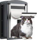 FreeStanding Cat Door for Wall, Steel Frame Cat Doors with Telescoping Tunnel, Magnetic Double Flaps and 2 Security Lock Panels, Cat Door for Interior and Exterior Wall, Small, Gray