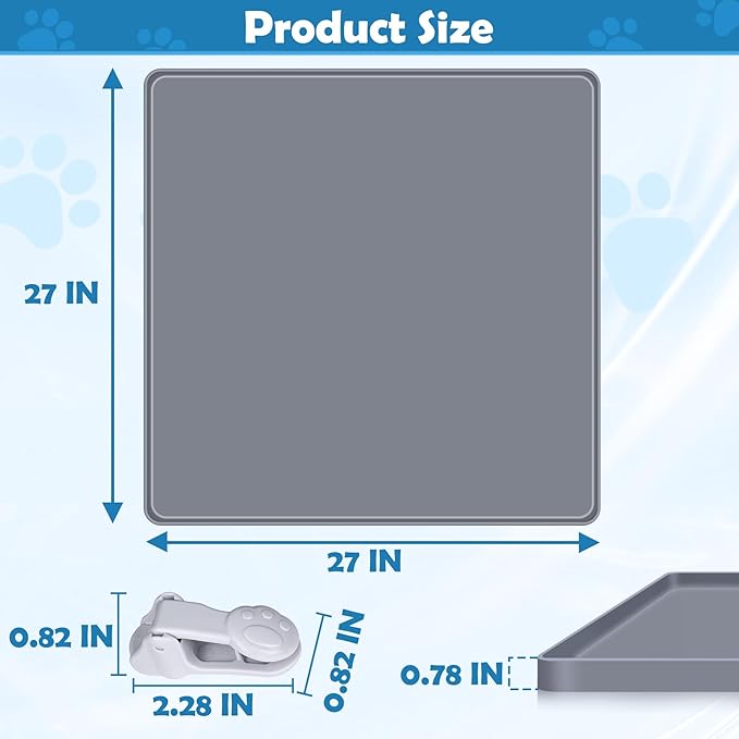 Dog Pee Pad Holder, Dog Potty Tray Silicone Puppy Pad Holder Tray Fits for 27" x 27" Training Pads, Puppy Potty Tray with 4 Clamps No Spill Raised Lip High Edge for Floor Protection (Dark Grey)