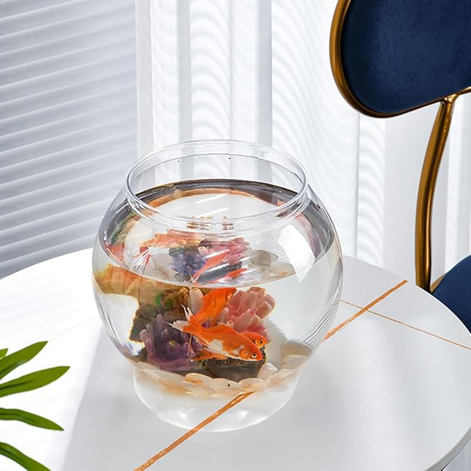 Desktop Fish Tank Clear Plastic Fish Bowl Small Household Tank 5.90X5.90X5.11In Office Desk Aquarium Decor