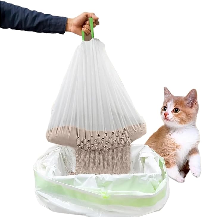 7-Piece Set Thickened Cat Litter Bags with Filter Holes, Large Capacity Drawstring Waste Bags(79 x 45.7cm)