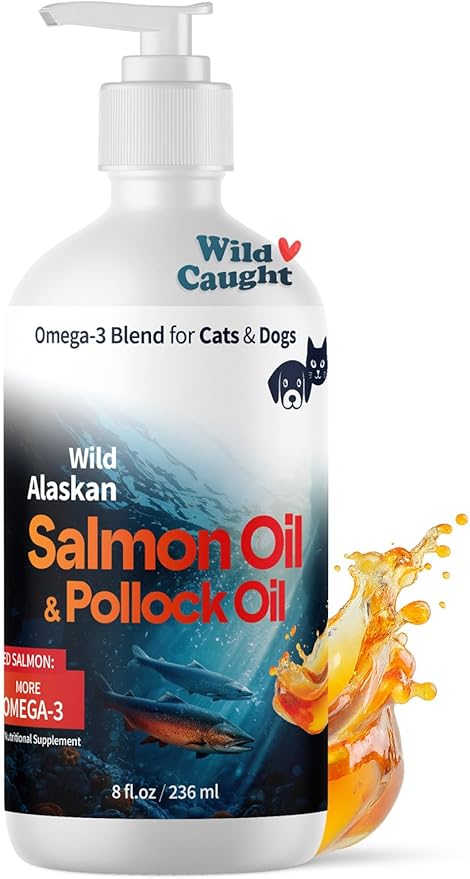 Wild Alaskan Omega 3 Salmon Oil for Dogs - Fish Oil for Dogs Natural Liquid - Must-Have Cat & Dog Essentials for Health - Cat and Dog Supplies Supports Skin & Coat - 8 Fl. Oz