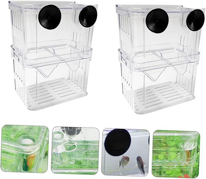 Happyyami 2pcs Fish Breeding Tank Divider Acrylic Fish Box Breeding Tank for Guppies and Goldfish