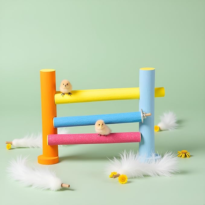 2 Pcs Multi-Color Random Bird Perch Stand Toy Wood Parrot Perch Stand Grinding Claw Sticks Sanded Surface Cage Toy for Parakeets Finches Parakeet Toys Birdcage Accessories