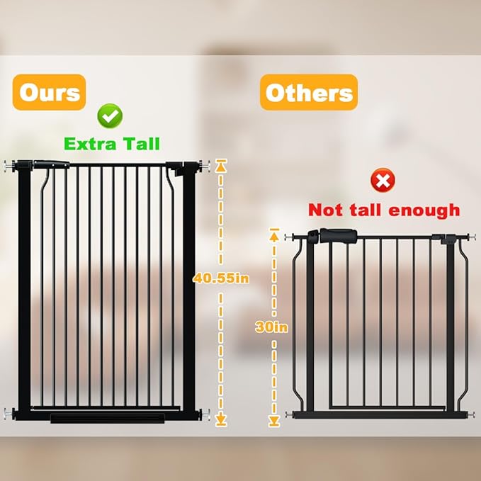 40.5" Tall Baby Gate 29.9-40.9" Wide No Drilling Tall Pet Gate Cat Gate Extra Wide Baby Gate Safety,Extra Narrow Auto-Close for Indoor Stairs, Doorways, and Kitchen