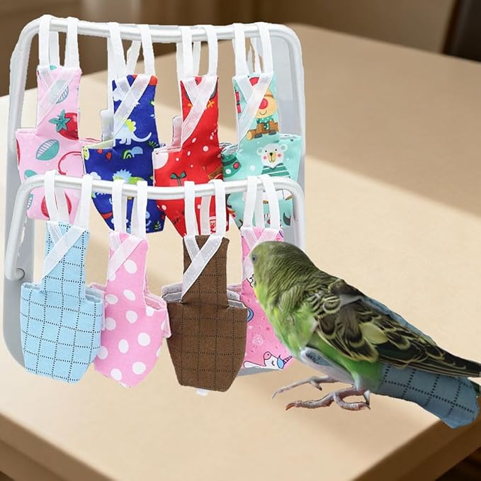 4pcs Bird Diaper Parrot Flight Suit with Waterproof Inner Layer Pigeon Pants Parrot Nappy Reusable Cockatiel Clothes Adjustable for Parakeet Mini Macaw Budgie Canary - color1 S