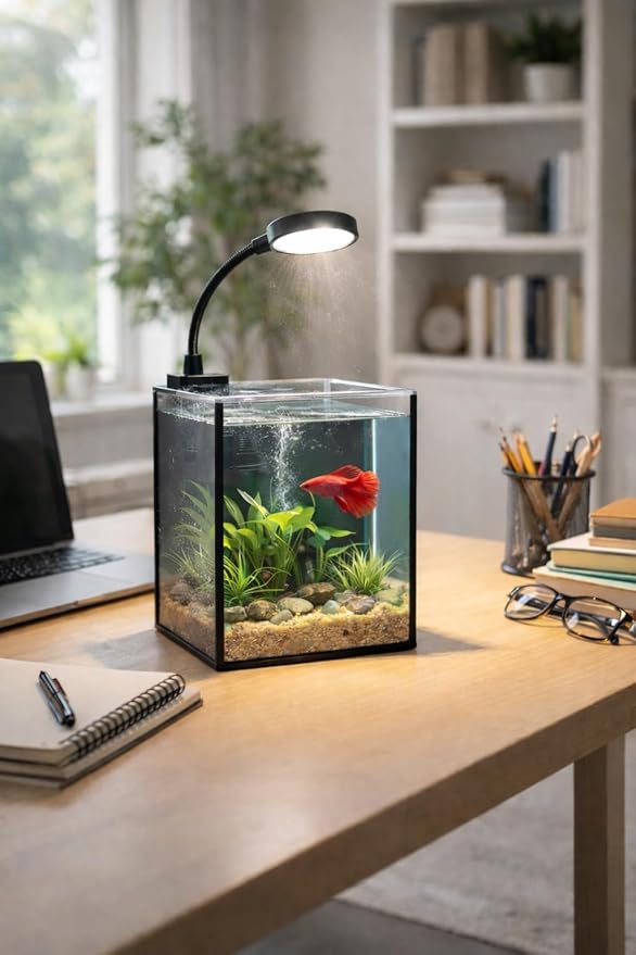 LYPHARD AQUARIUMS Mini Aquarium Set Fish Tank Shrimp Tank Snails Tank Planted Tank 1.2 Gallon Aquarium Kit, Small Desktop Fish Tank for Small Aquatic Pets for Beginner