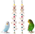 2 Pack Bird Toys, Parakeet Toys with Cuttlebone, Natural Cuttle Bone Bird Beak Grinding Stone & Parrot Chew Cuttlebone Cage Accessories with Bell for Budgie, Conure, Lovebird- 8 Pieces