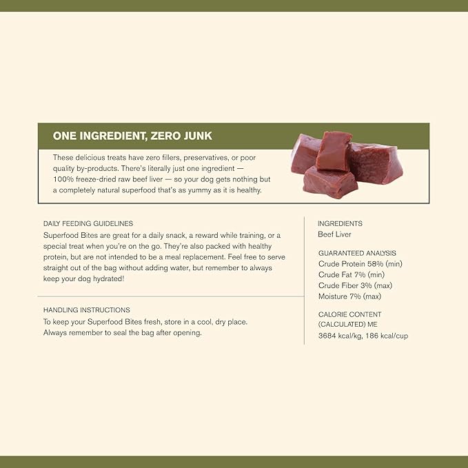 BADLANDS RANCH by Katherine Heigl – Superfood Bite Freeze-Dried Raw Beef Liver Dog Treats – High Protein Single-Ingredient Snacks for Training, Rewards & Daily Wellness – 4 oz (Pack of 4)